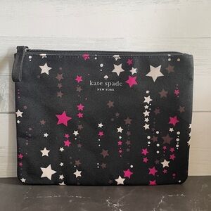NIP! Kate Spade Large Canvas Cosmetic Zip Twinkle Star Pouch in Black Pink Multi